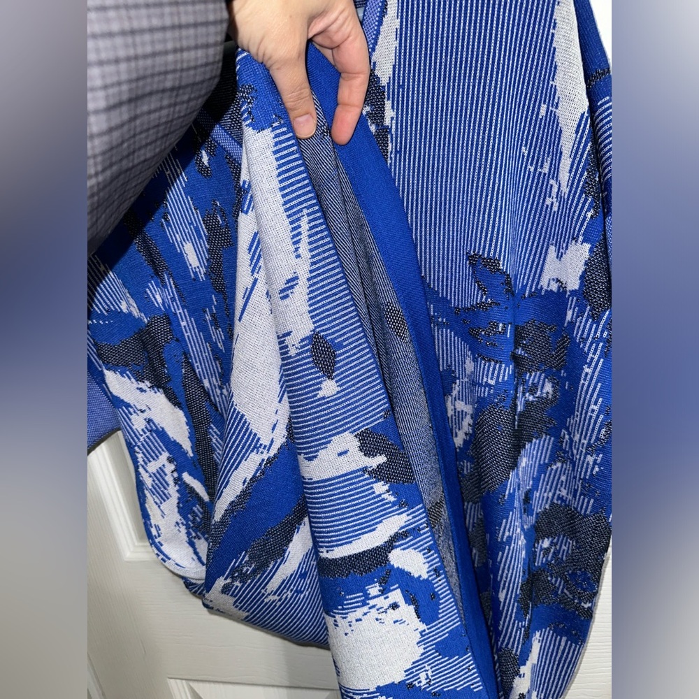 Ming Wang Blue Black Gray Abstract Midi Dress - Picture 6 of 9